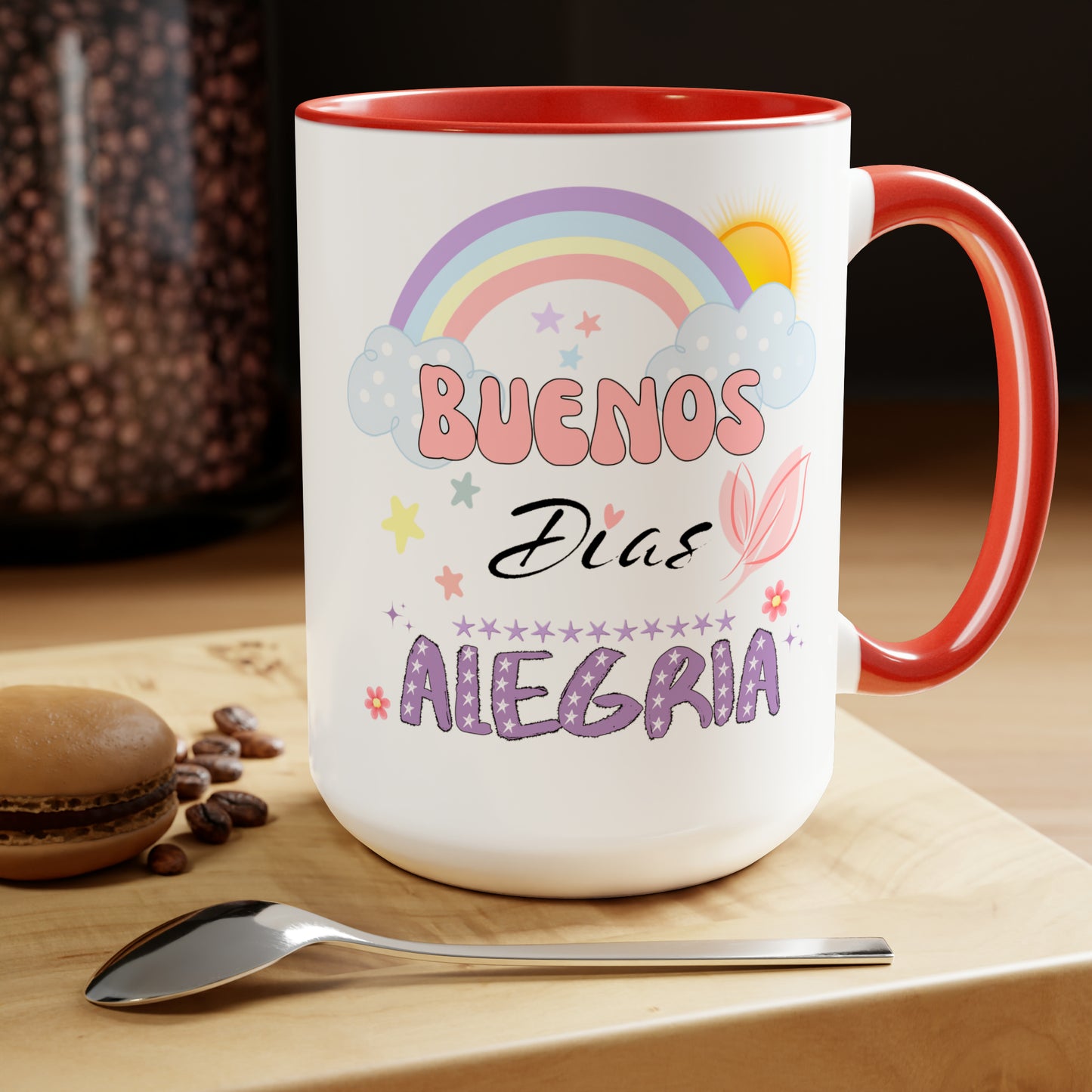 Buenos Dias Alegria - Two-Tone Coffee Mugs, 15oz