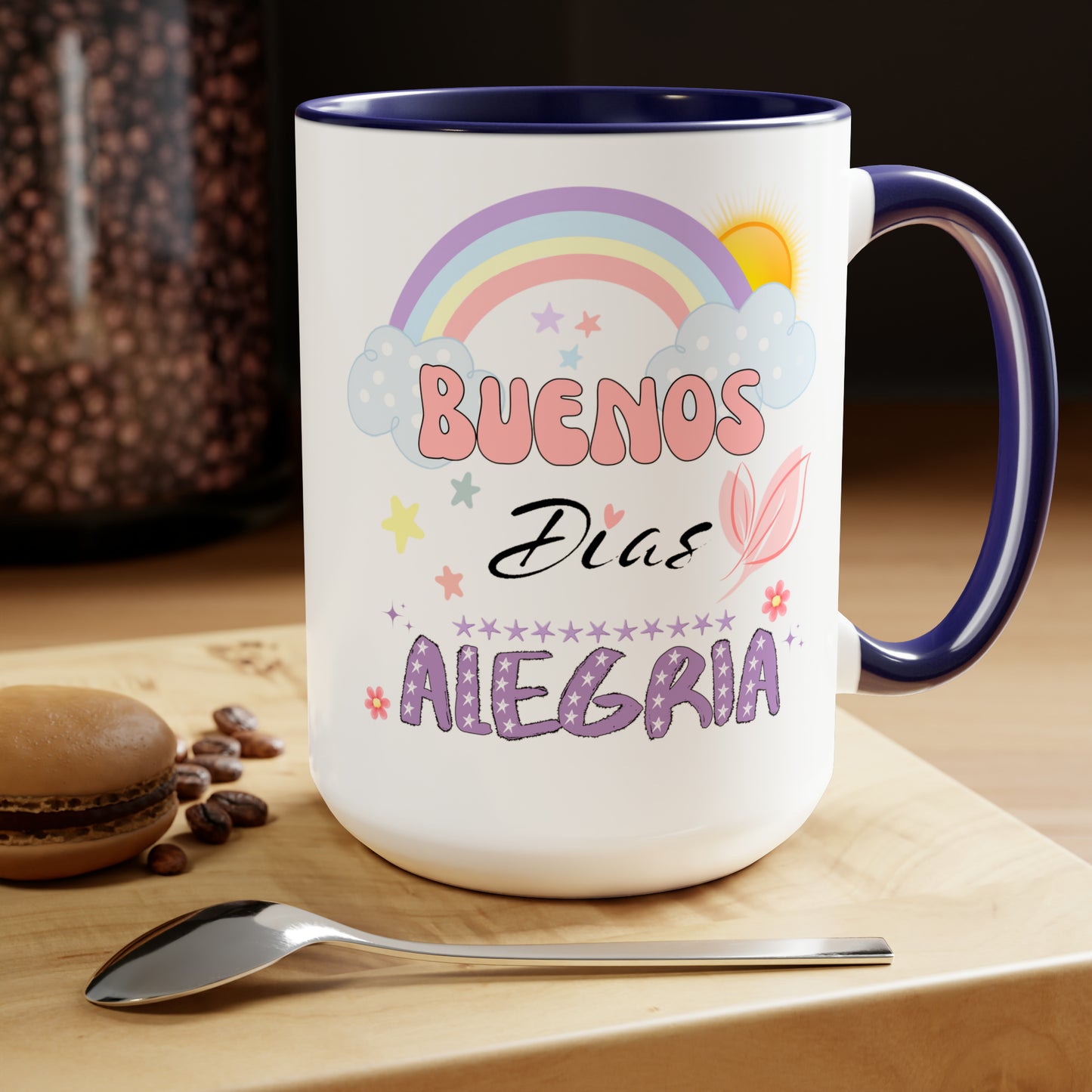 Buenos Dias Alegria - Two-Tone Coffee Mugs, 15oz