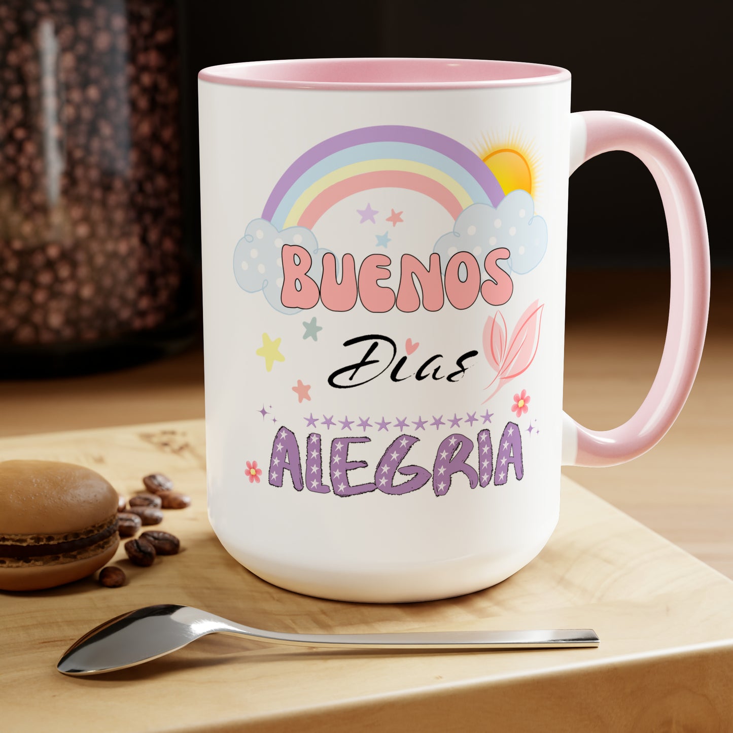 Buenos Dias Alegria - Two-Tone Coffee Mugs, 15oz